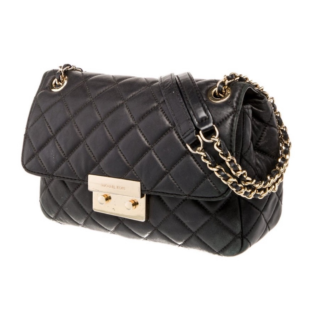Michael Kors Black and Gold Quilted Shoulder Bag - Picture 3 of 11